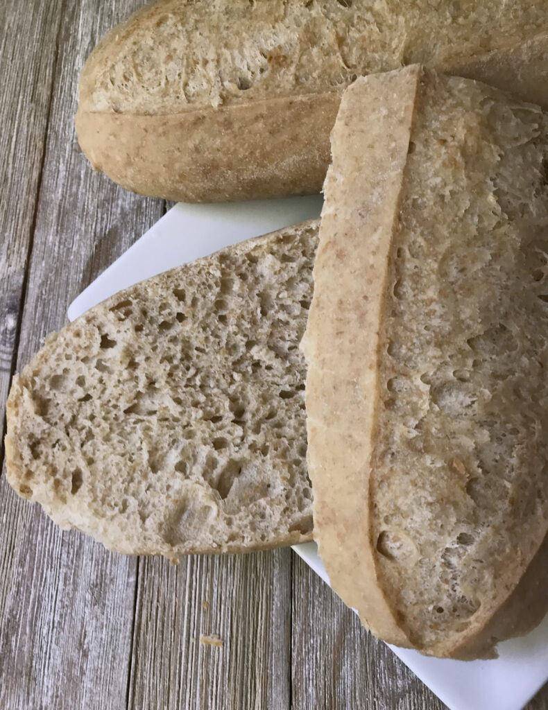 This baguette-style yudane bread can be sliced for sandwiches