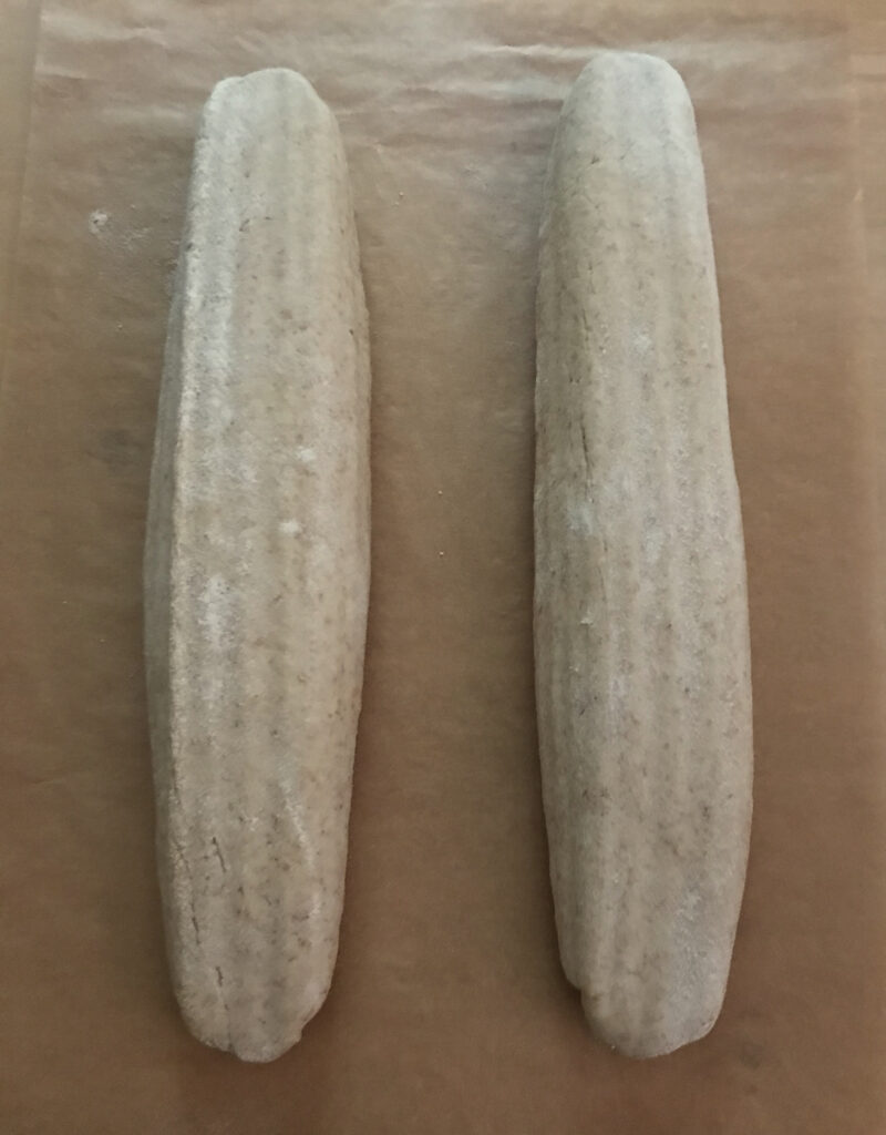 Shaped Shokupan Baguette on Parchment