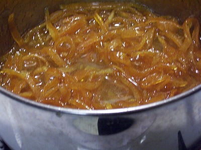 Candied Orange Peel in pot