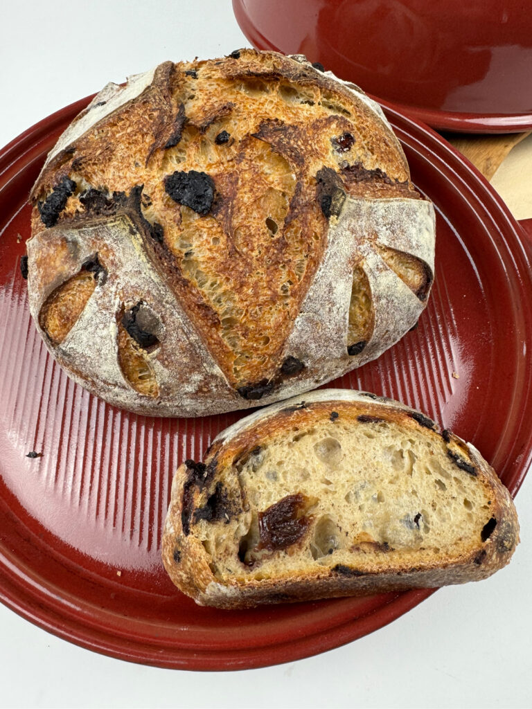 Chocolate Cherry Sourdough Campagne Boules in Bread Cloche