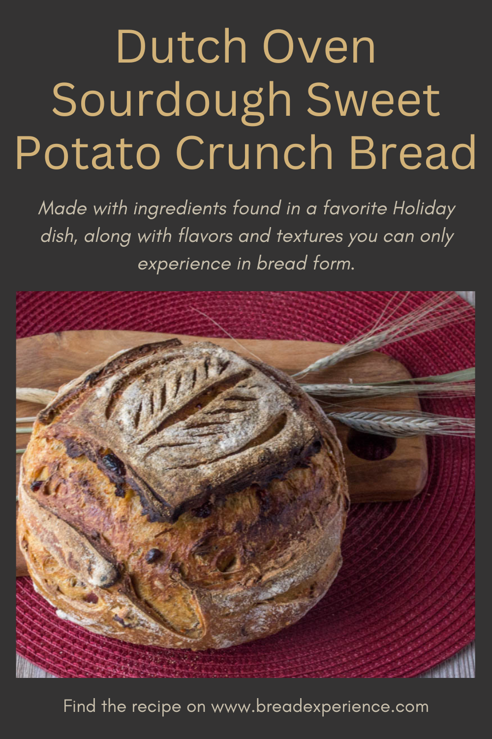 Dutch Oven Sourdough Sweet Potato Crunch Bread Pin