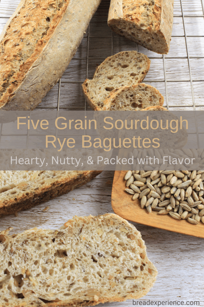 Five Grain Sourdough Rye Baguettes Pin