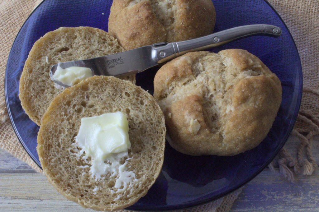 Sigteboller Danish Salty Rye Rolls sliced and buttered