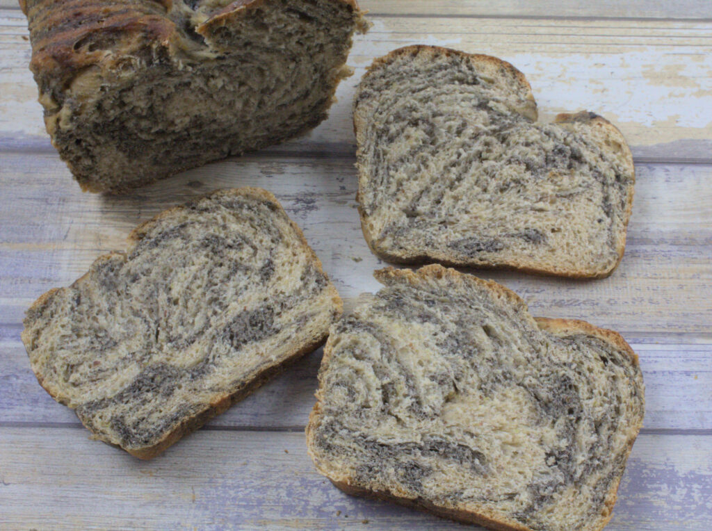 Marbled Black Sesame Seed Shokupan Crumb Shot