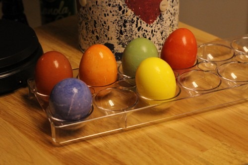 Colored eggs for making braided bread