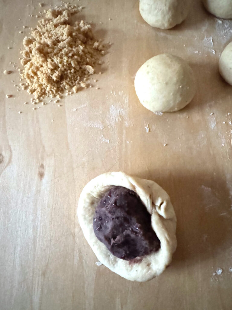 Sourdough Soboro Ppang filled with a little too much red bean paste 