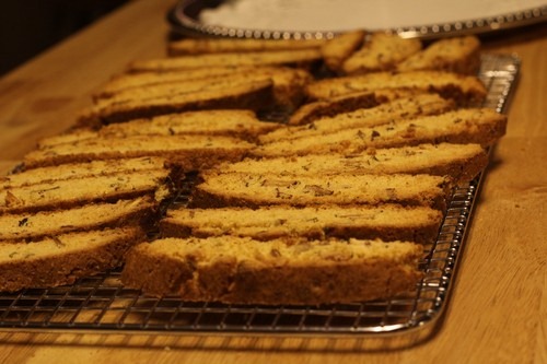 Sliced Lavender Orange Biscotti 