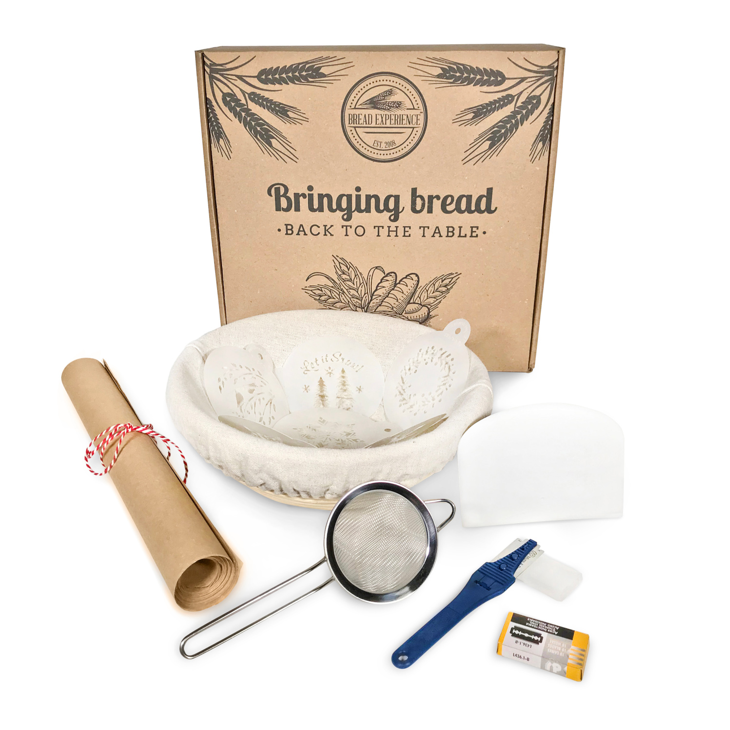 19Pcs Bread Baking Stencils Banneton Proofing Basket Dough Whisk Beginners Tool 