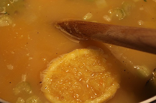 cooking the squash soup