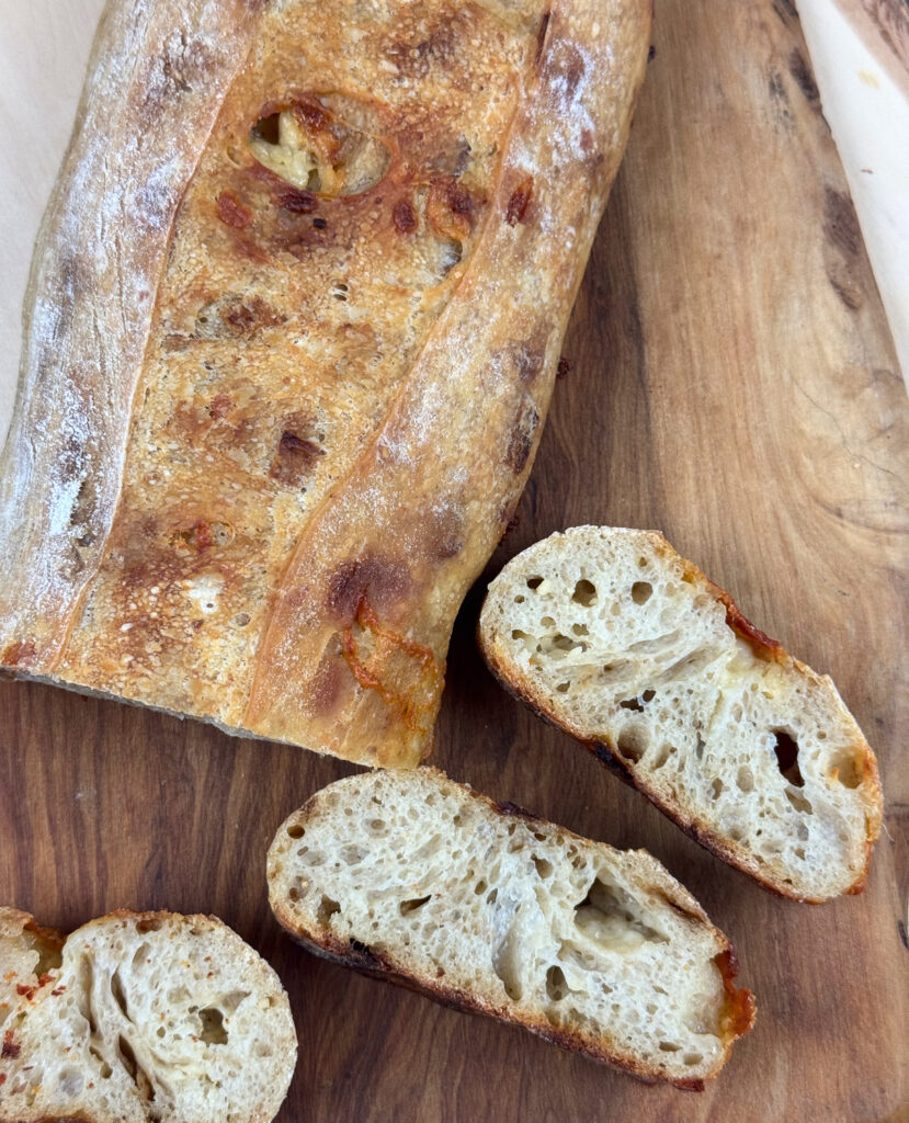 Serve these Caramelized Onion & Gruyère Baguettes plain, on a cheese board, or with your favorite soup