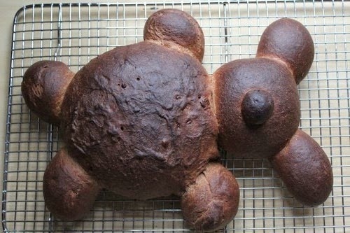 Chocolate Bunny-Bear Bread cooling on rack