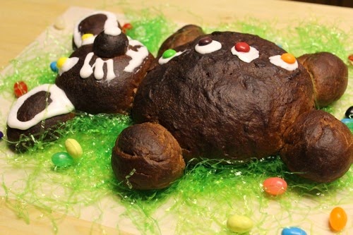 Chocolate Bunny-Bear Bread decorated and ready to enjoy