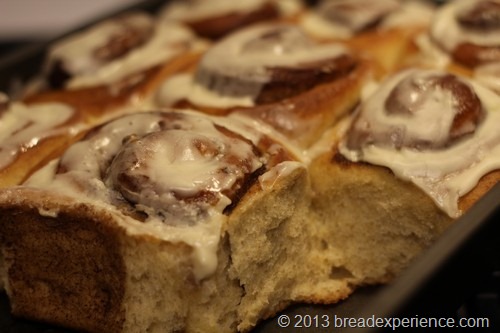 Light Wheat Frosted Cinnamon Rolls