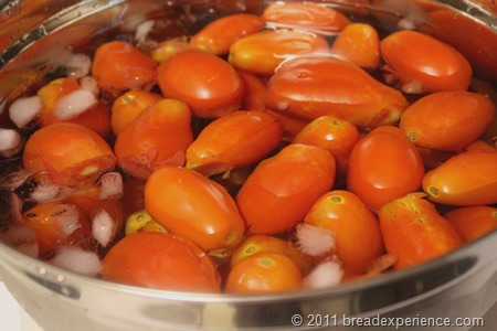 removing peels from tomatoes