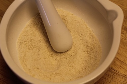 grinding dried sourdough starter