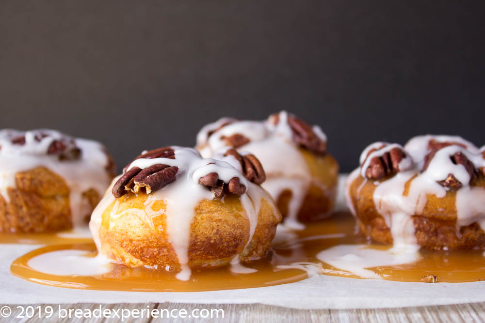 Einkorn Pastry Puffs with Caramel Pecan Topping