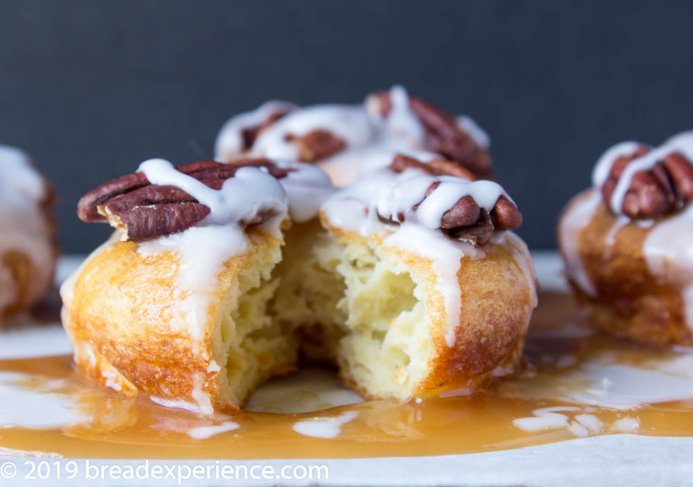 Einkorn Pastry Puffs with Caramel Pecan Topping