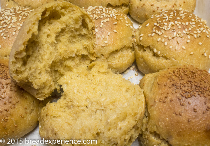 Kefir Milk Einkorn Tangzhong Buns with Crumb Shot