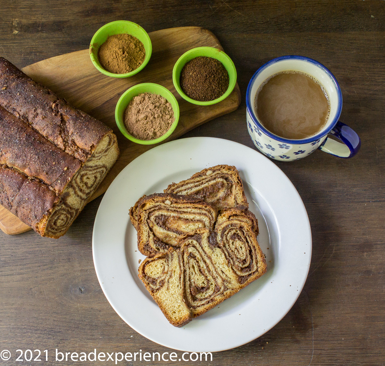 Einkorn Povitica Potica Sweet Bread with coffee