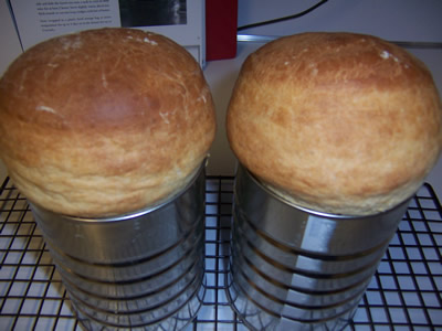 White Velvet Batter Bread Baked in Coffee Cans