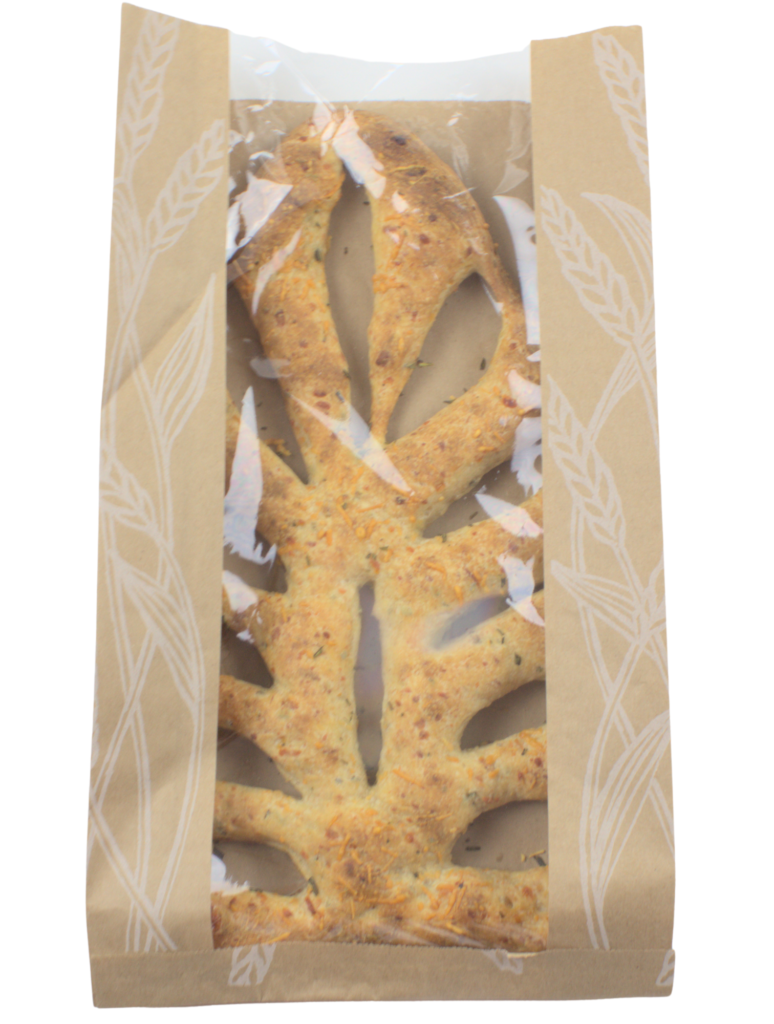 Sourdough Fougasse with Cheese & Herbs in Paper Bread Bag