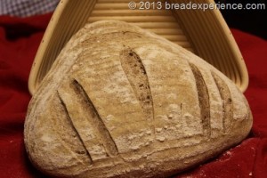 home-milled-loaf in triangle basket