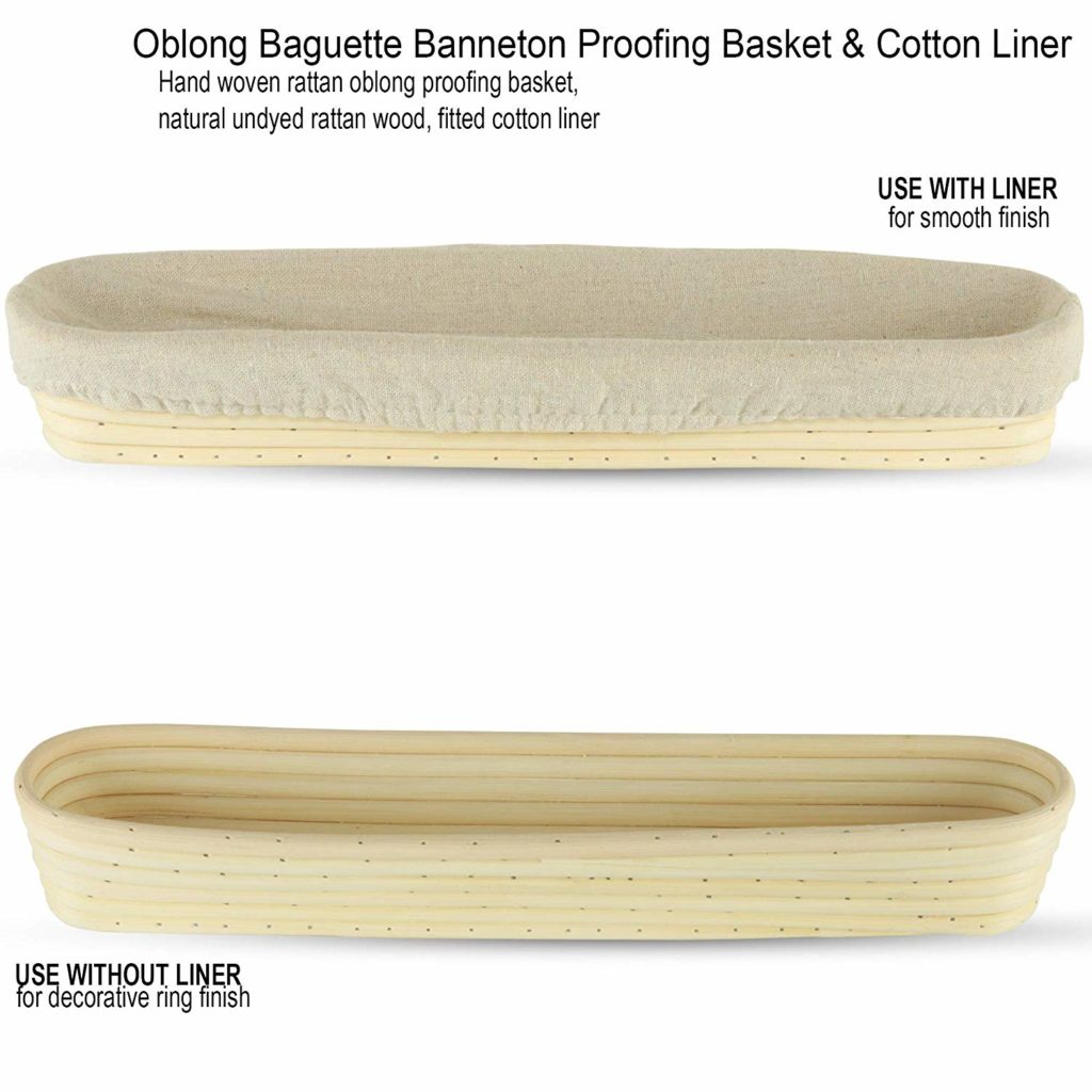 5-Piece Baguette Proofing Basket Set - Banneton Oblong 