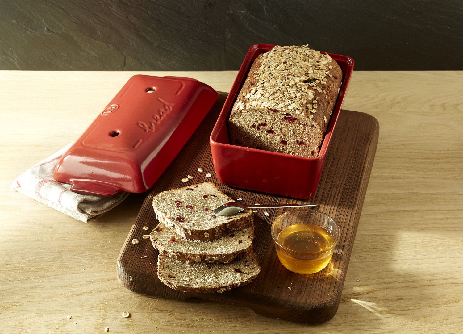 Burgundy Covered Bread Loaf Baker by Emile Henry Bread Experience