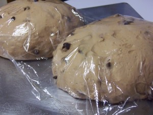 Chocolate Chip Loaves Proofing