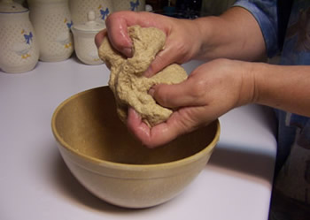 kneading whole wheat pizza dough