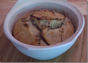 Baking sourdough bread in clay baker - Sourdough&Olives