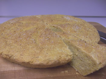 No knead crusty yeasted cornbread