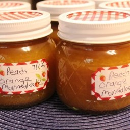 peach orange marmalade in jars