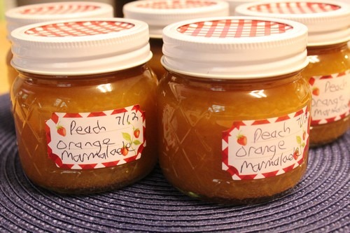 peach orange marmalade in jars