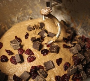 mixing the chocolaty dough