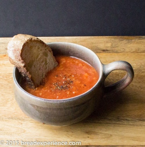 Tuscan Tomato Bread Soup ready to serve