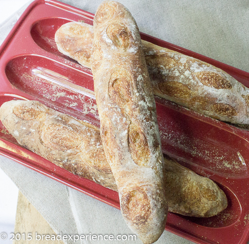 Poolish Baguettes with sprouted wheat baked in an Emile Henry Baguette Baker