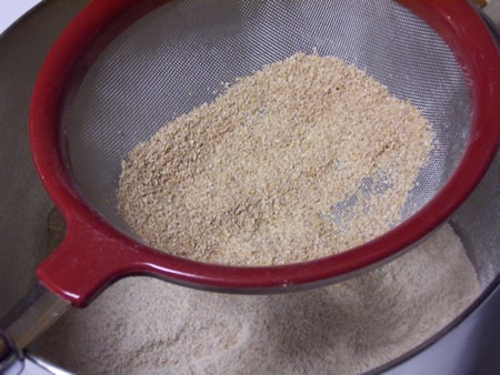 Sifting whole wheat flour