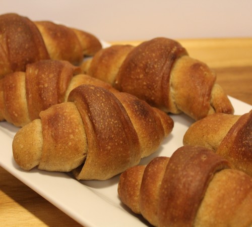 Sourdough Pumpkin Crescent Rolls ready to serve