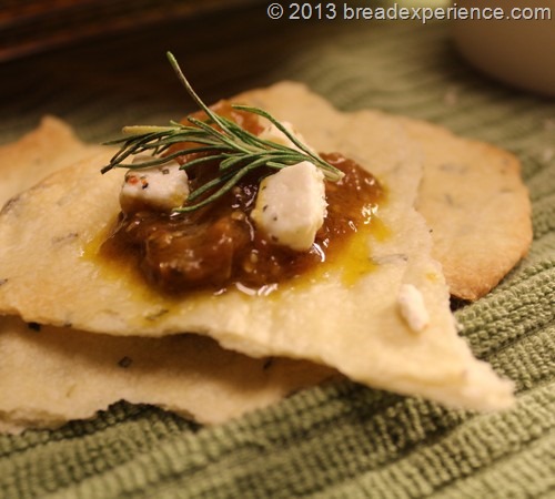 Sourdough Lavash Crackers served with roated tomatoes and feta