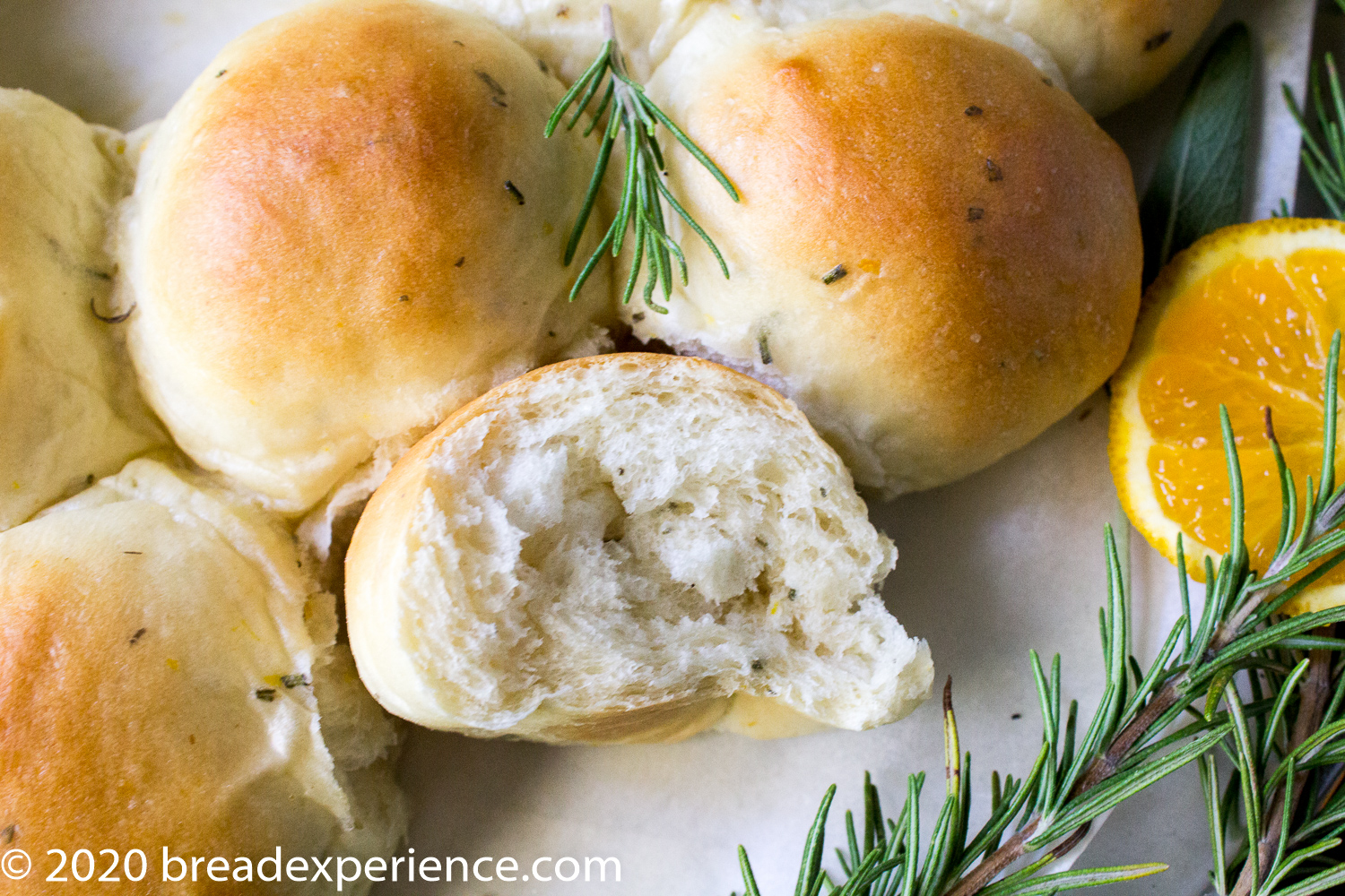 rosemary orange yeast rolls bite