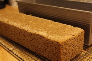 Rye rice bread on cooling rack