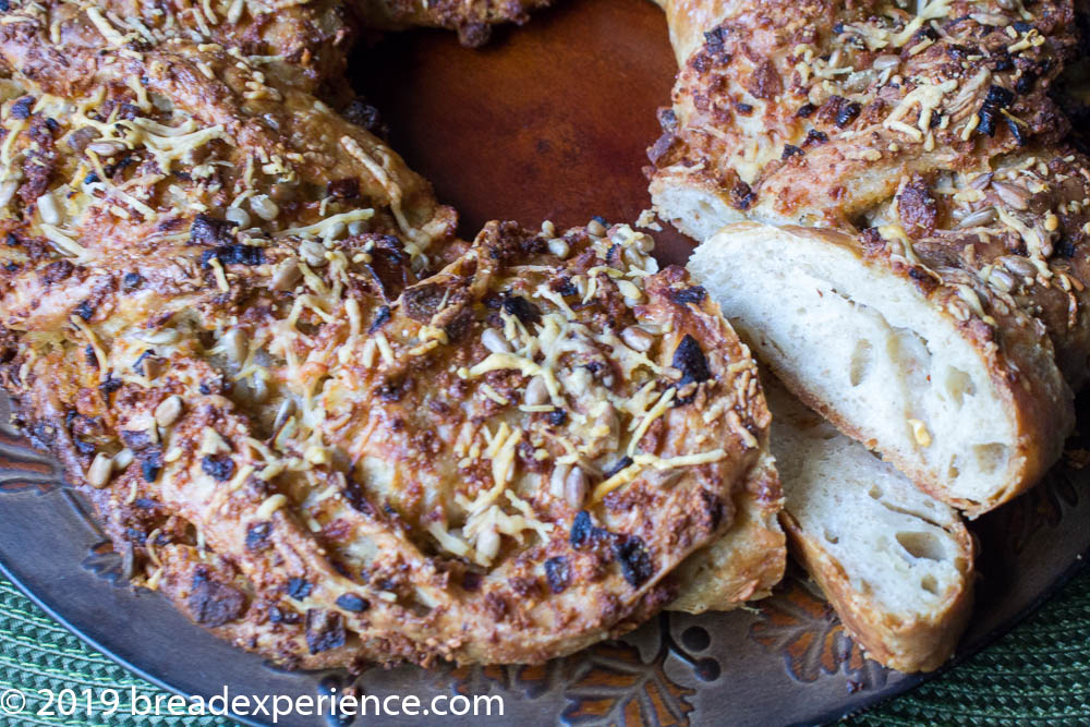 Sourdough Savory Danish Crown closeup of crumb