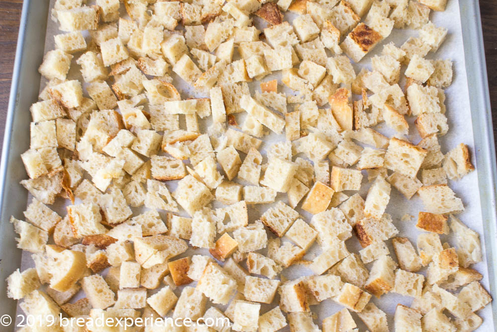 Sourdough Bread cubed for bread crumbs