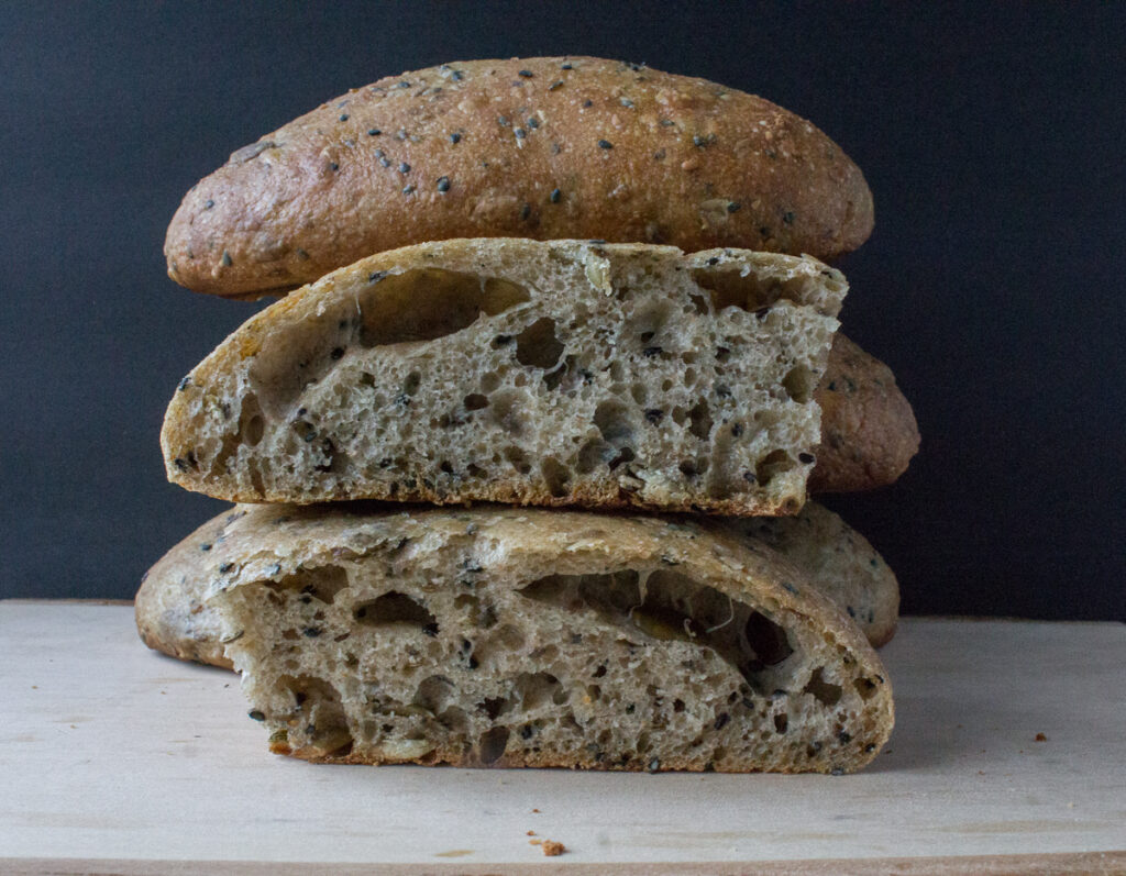 Mixed Grain Seeded Ciabatta with Spelt