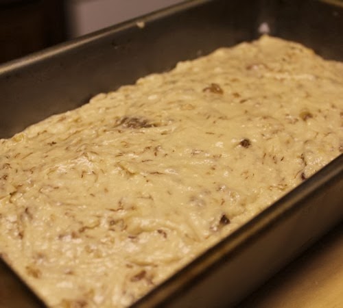 Sourdough Banana Batter in Pan