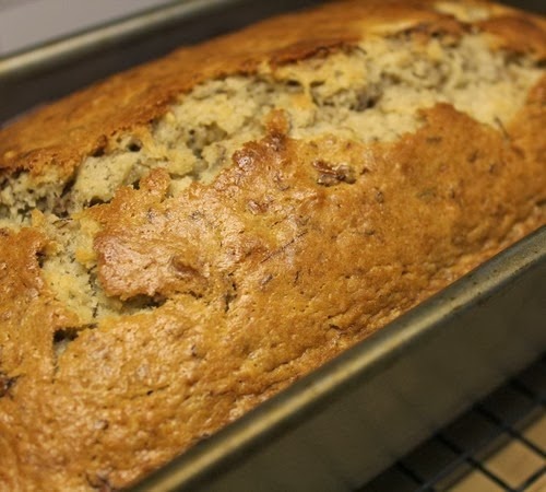 Baked Sourdough Banana Bread in Pan