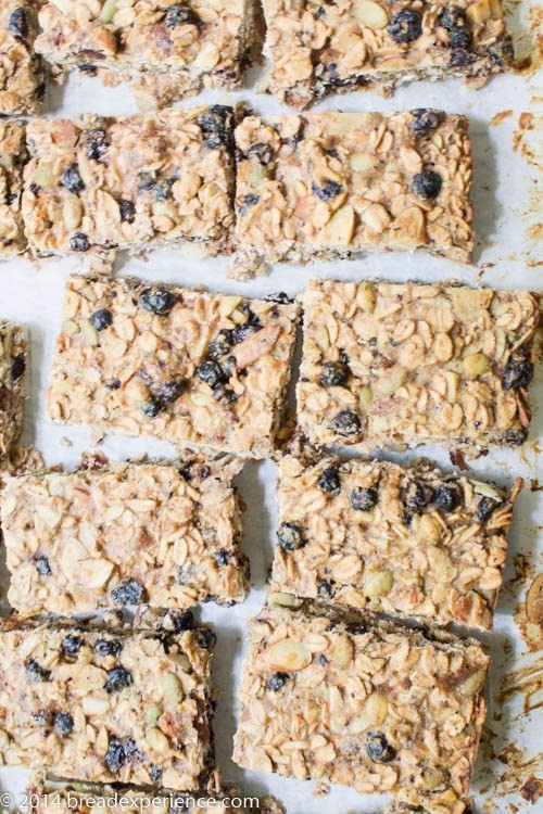 sourdough granola bars cut in squares