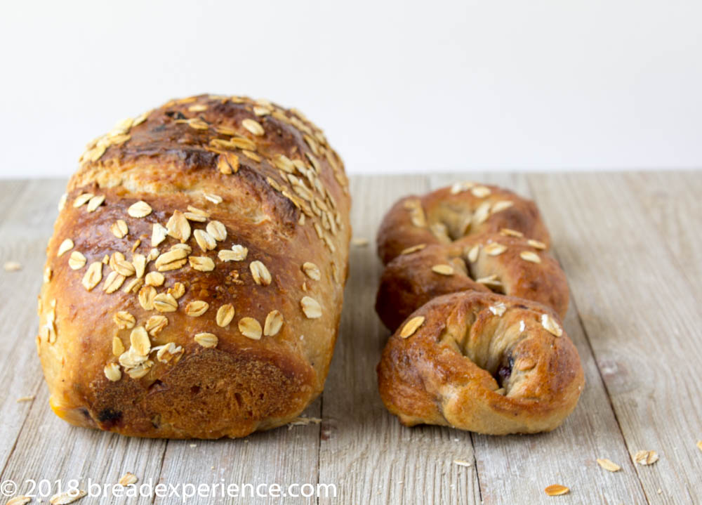 Sourdough Blueberry Oatmeal Egg Bagels and Bagel Loaf