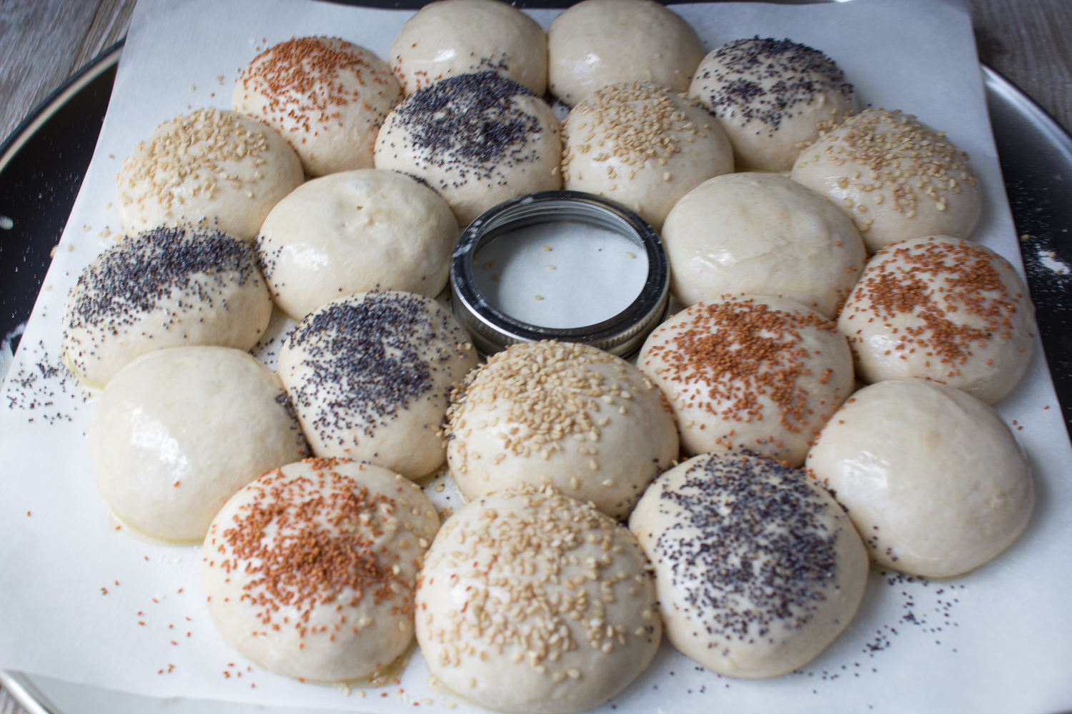 Sourdough rolls sprinkled with seeds